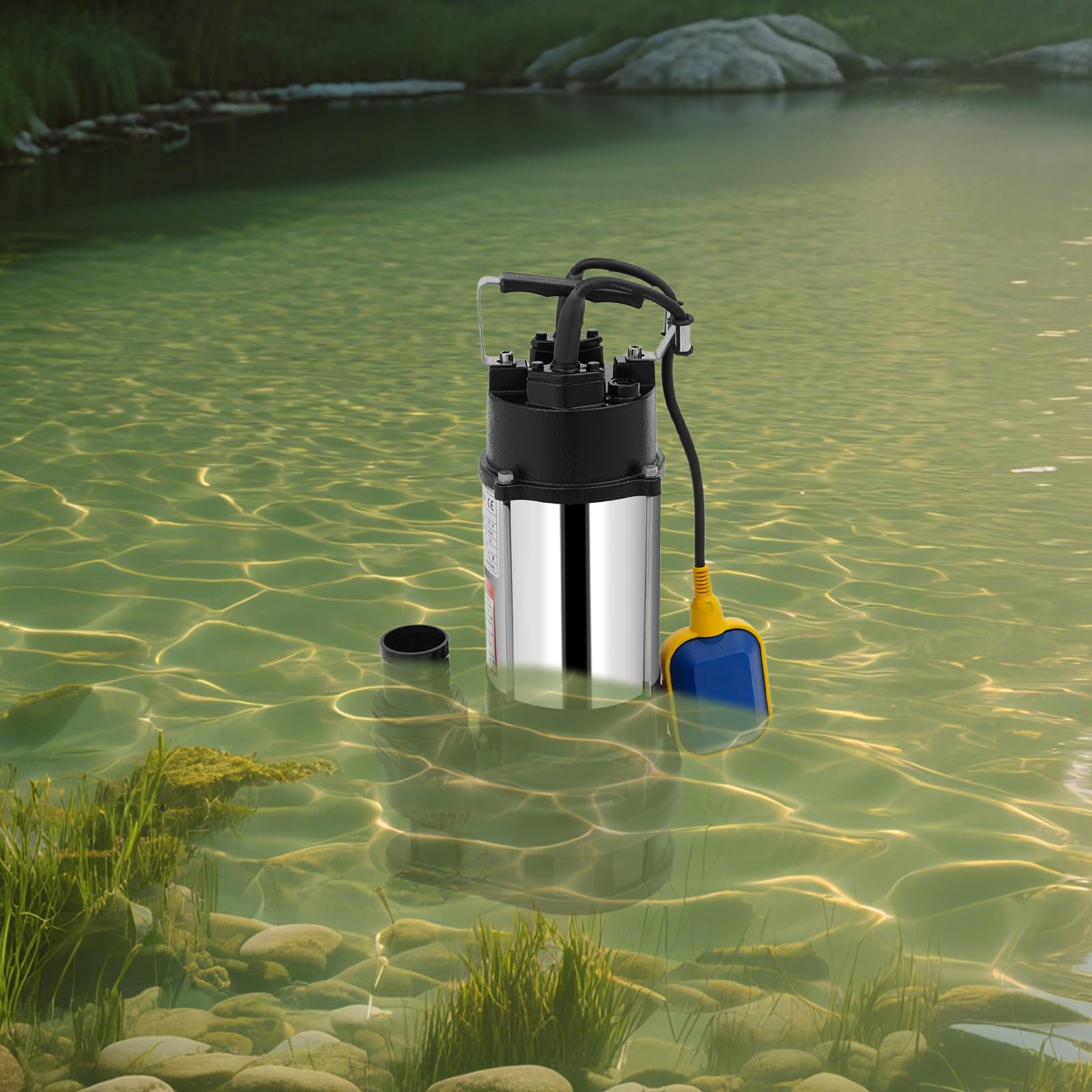 Tauchpumpe 550W Edelstahl 15m Förderhöhe 2 Zoll Schwimmerschalter | 550W Edelstahl-Tauchpumpe, 18m³/h, 15m Förderhöhe, 2" Auslass. Mit Schwimmerschalter, Zerkleinerer & Überhitzungsschutz