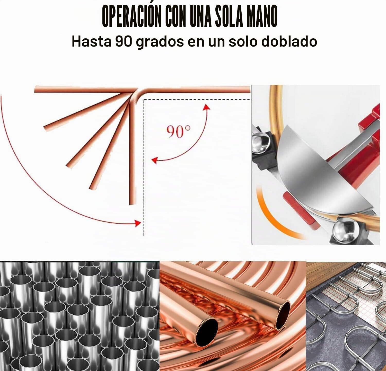 Dobladora de Tubos Manual de 6-22 mm, Curvadora de Mano para Tubos con 7 Matrices, Rango de Doblado 0-90° con Cortatubos y Escariador de Rebabas, para Tubos Finos de Acero, Cobre, Aluminio