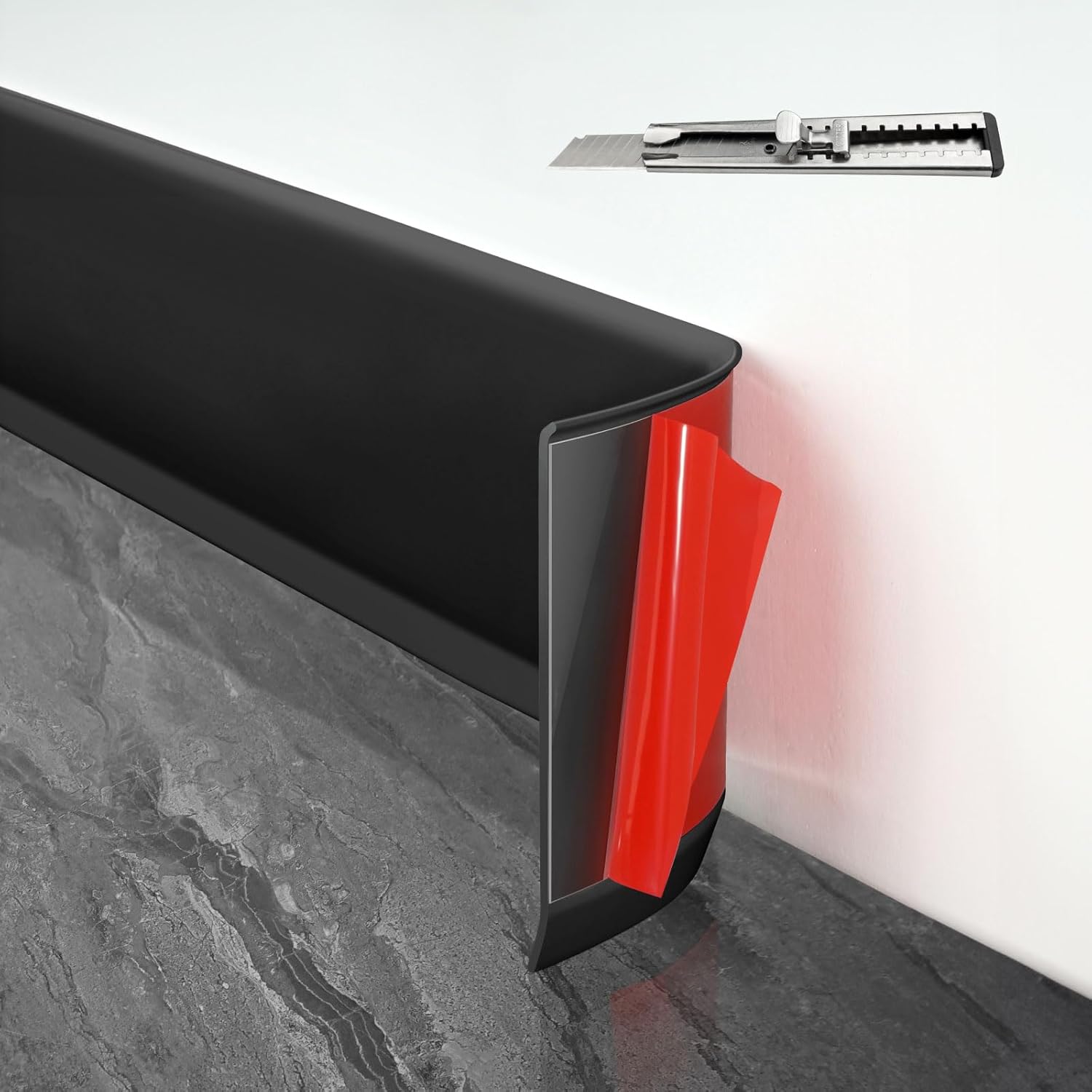 Baseboard Trim 4in x 40ft Peel & Stick Black