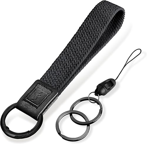 Llavero elástico, bonito llavero de pulsera, cordón de muñeca tejido mejorado para llaves, llaveros para mujeres y hombres, llaves de automóvil,