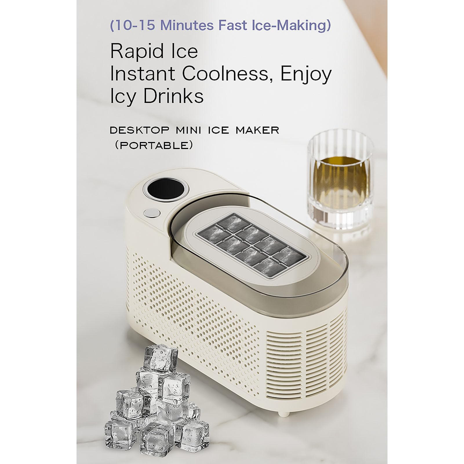 HEEPDD Fabricante de Hielo Portátil de Hielo Encimera Fabricante de Hielo de Escritorio de Escritorio con Doble Energía para Acampar de Automóviles en Casa 8 Cubos (Enchufe de la UE)