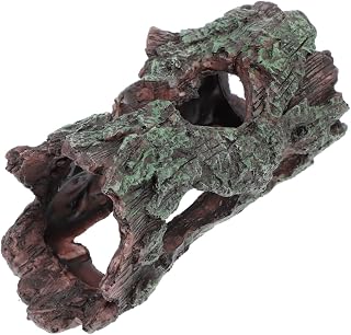 Mipcase Abrigo Estátua Reptiliano Embaixo Da Agua Falso Réptil Artesanato Estatueta Aquário Micro Tronco Resina Escondida Casa Escondendo Decoração Oco Esconderijo Ornamentos Aquário