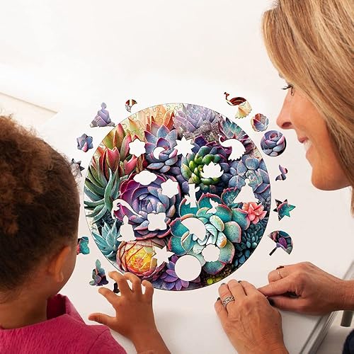 Miniatura 5 de WOODBESTS Rompecabezas de madera para adultos, rompecabezas de plantas suculentas (S, 94 piezas, 7.8 x 7.8 pulgadas), hermosa caja de madera,