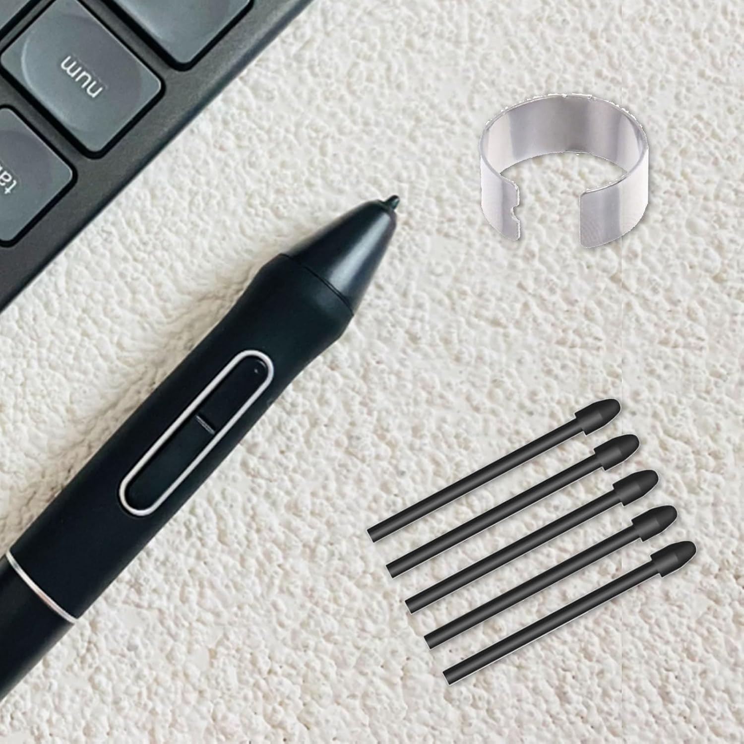 Pen Replacement Nibs 5/10 Pack with Metal Clip and Remover Tool for Digital Drawing Writing Tablets