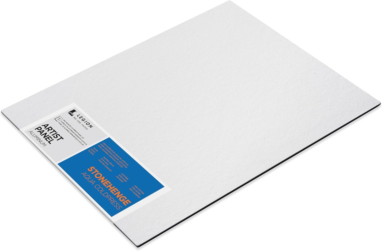 Legion Artist Panel, 1/8" Composite Brushed Aluminum with Stonehenge Aqua Coldpress White, 100% Cotton, 140lb Paper, 16 x x20 inches for Wet Media