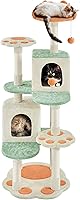 Yaheetech 58in Cat Tree Tower with Cat Paw Platform, 2 Condos, Sisal Scratching Posts & Dangling Toys - Multi-Level Indoor Cat Activity Center
