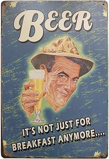 Beer It's Not Just for Breakfast Anymore Retro Vintage Decor Metal Tin Sign 12 X 8
