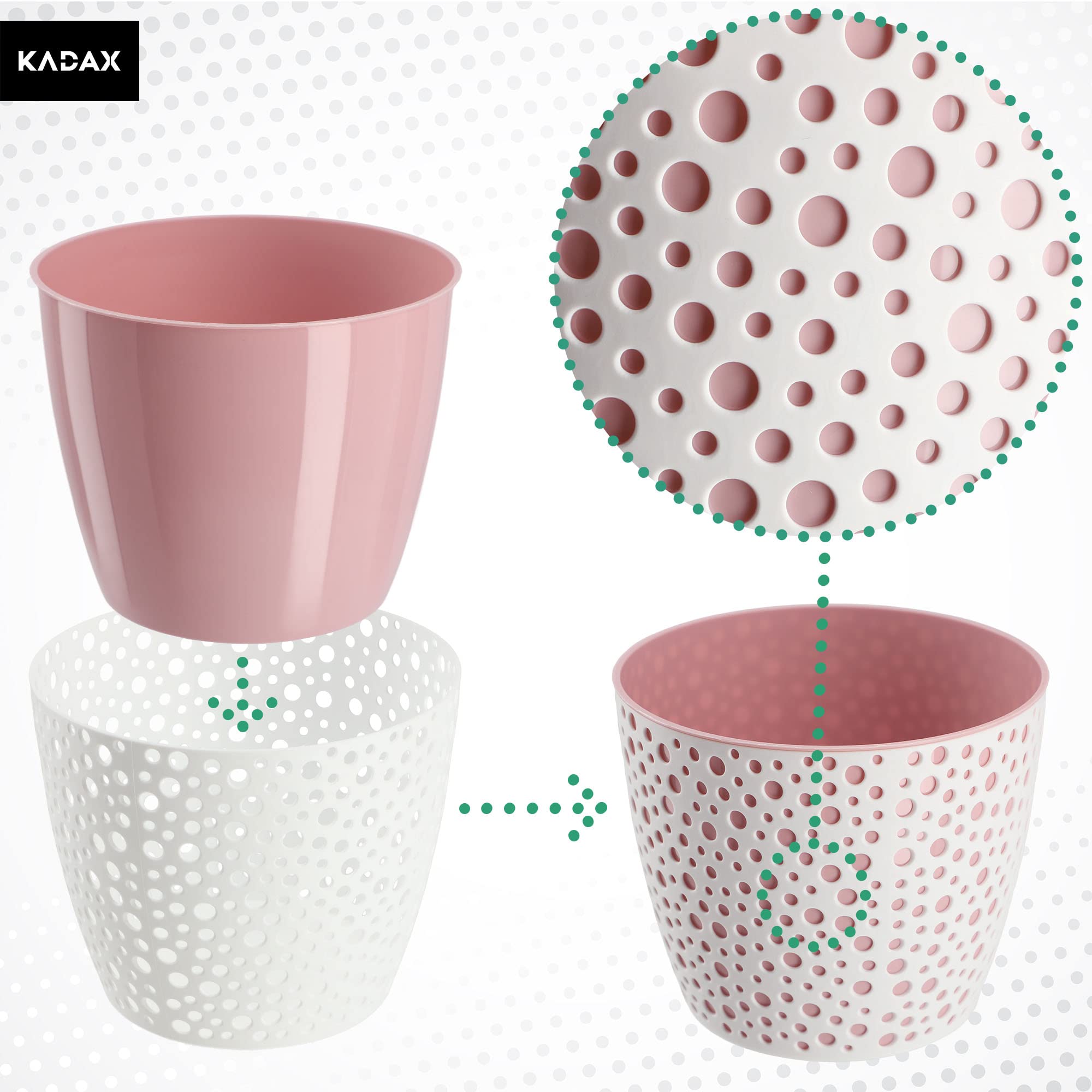 Pot De Fleurs En Plastique Rond KADAX - Robuste, Plusieurs Couleurs, Diamètre 15 Cm (blanc)