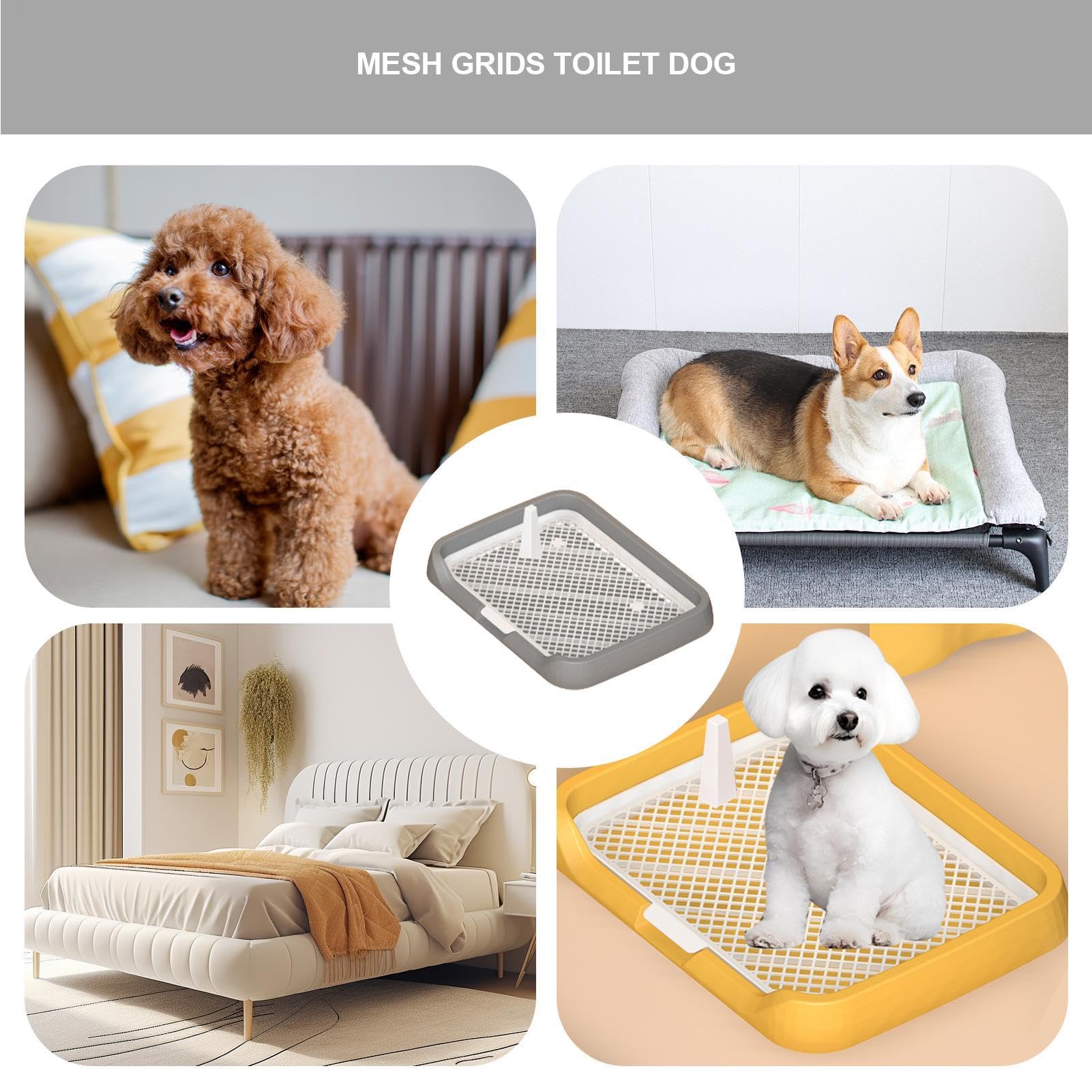 Netzgitter Toilette – Boxen Toilette Welpe Pee Indoor System Mesh Grids Flat Potty Tray Pee Pad für Hunde | Wiederverwendbare abnehmbare Säule Töpfchen Zubehör, Urinierhalter für Zuhause Pet