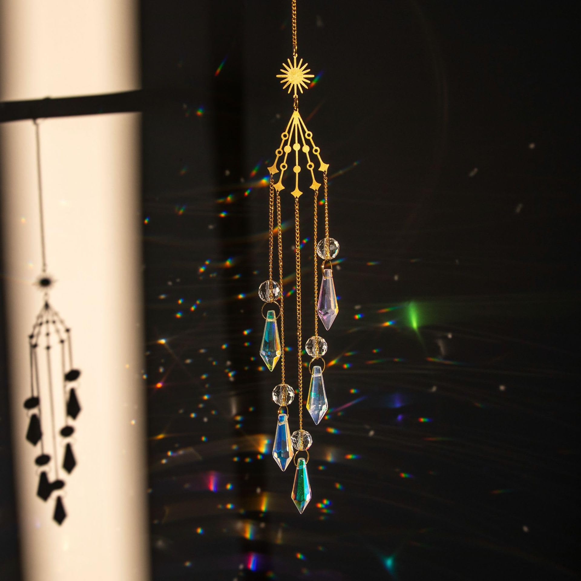 Sun Catcher Hanging Suncatcher, Colorful Window Decoration Items Hanging, Creates Vibrant Light Reflections in Outdoor Spaces, Star Pattern Sunlight Reflective Accent for Patio and Balcony Decorations-image-49