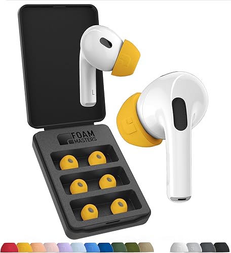 Miniatura 15 de Foam Masters Puntas de Espuma Viscoelástica Ultra-Premium para AirPods Pro de 1ª y 2ª Generación 3 Pares Nueva Ver. Ajuste Seguro Súper