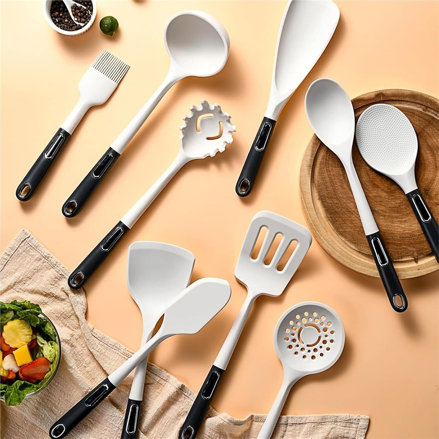 Kitchen Utensil Set - Silicone Cooking Utensils Kitchen Gadgets And Non-stick Spoons - Silicone And Stainless Steel Spatula Set - Best Kitchen Tools(6-piece set)
