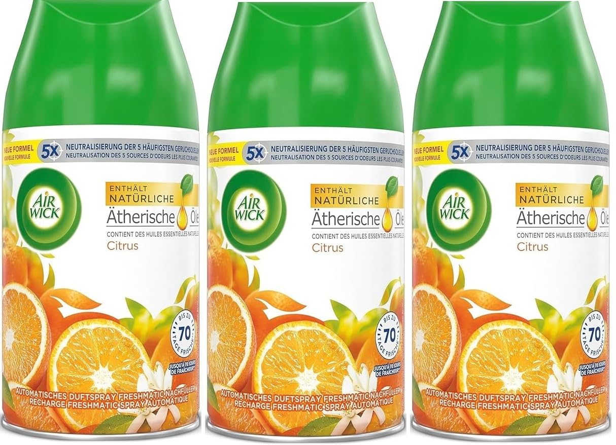 AIRWICK 3 x Nachfüller Sparkling Citrus für Freshmatic Max