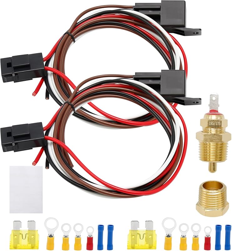 Kit de Relé e Chicote para Duas Ventoinhas Elétricas Aynaxcol com Termostato 185 °F/85 °C – Modelo HS806