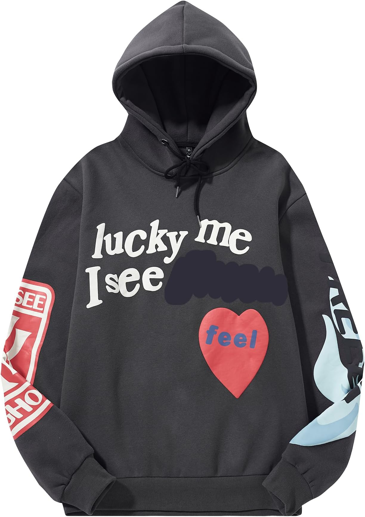 Kanye Hoodie Lucky Me I See Ghosts Hip-Hop Street Foaming Letter Print Mens Womens Sweatshirt