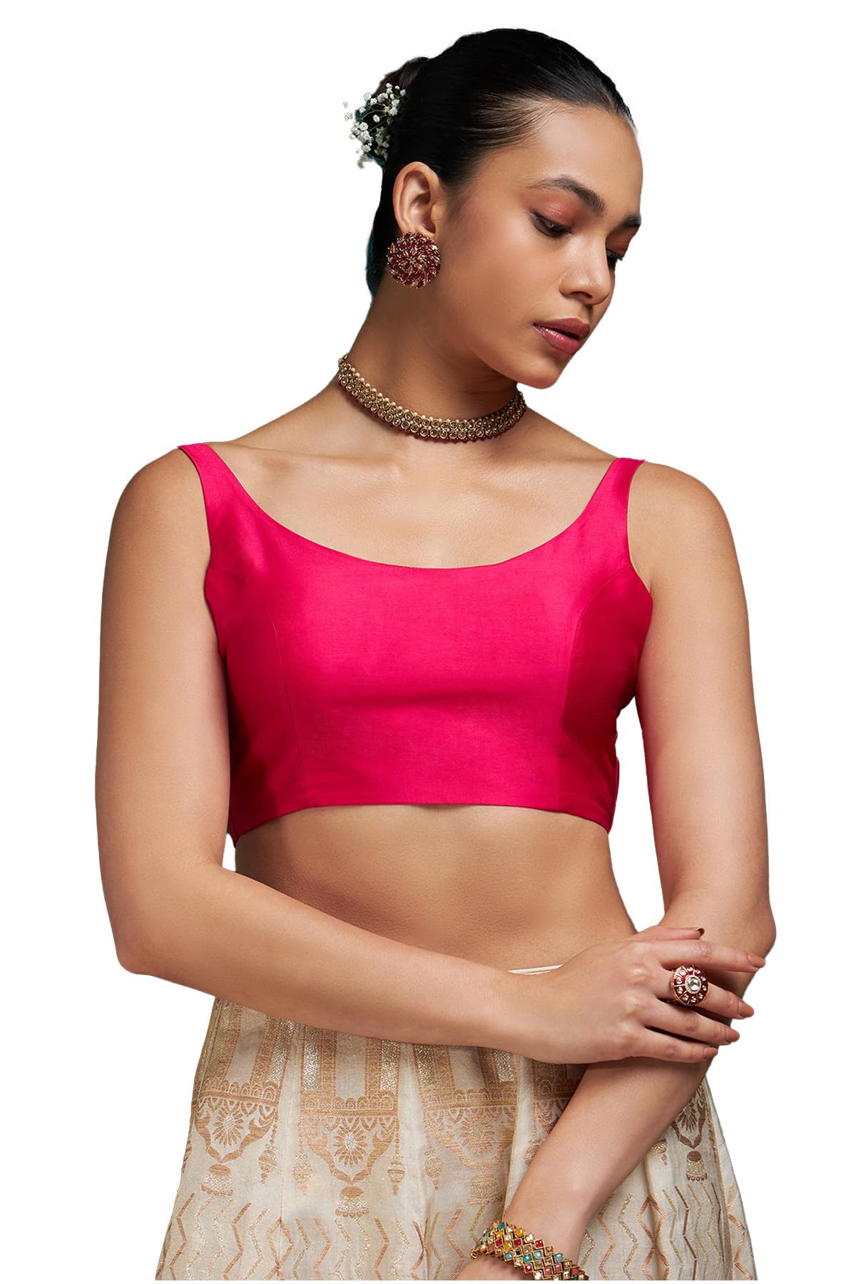 Women's Art Silk Regular Fit Sleeveless Blouse-image-39