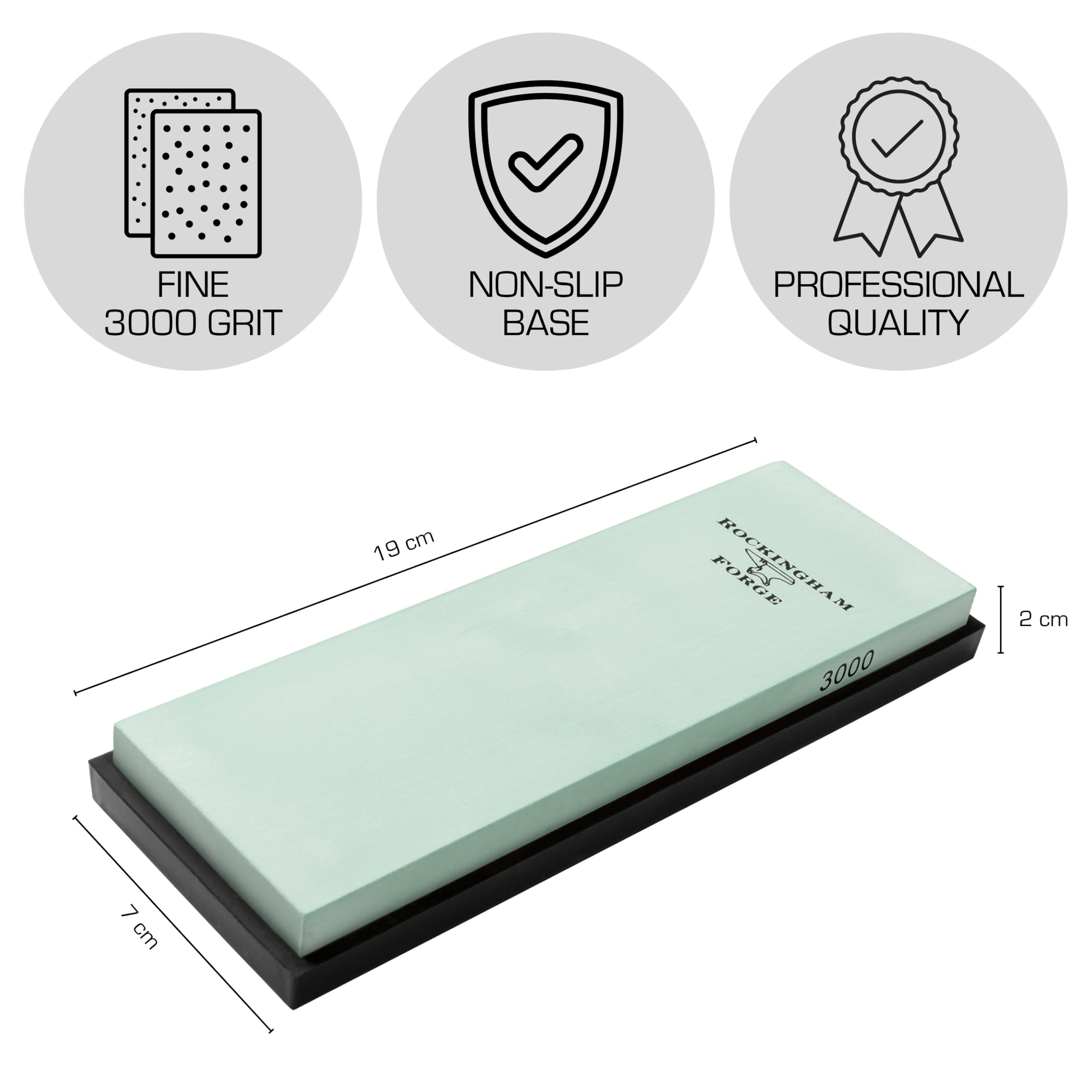 Rockingham Forge Piedra de Afilar, Grit 3000, Para Cuchillos de Cocina, Grueso, Verde y Negra, RFC-186F