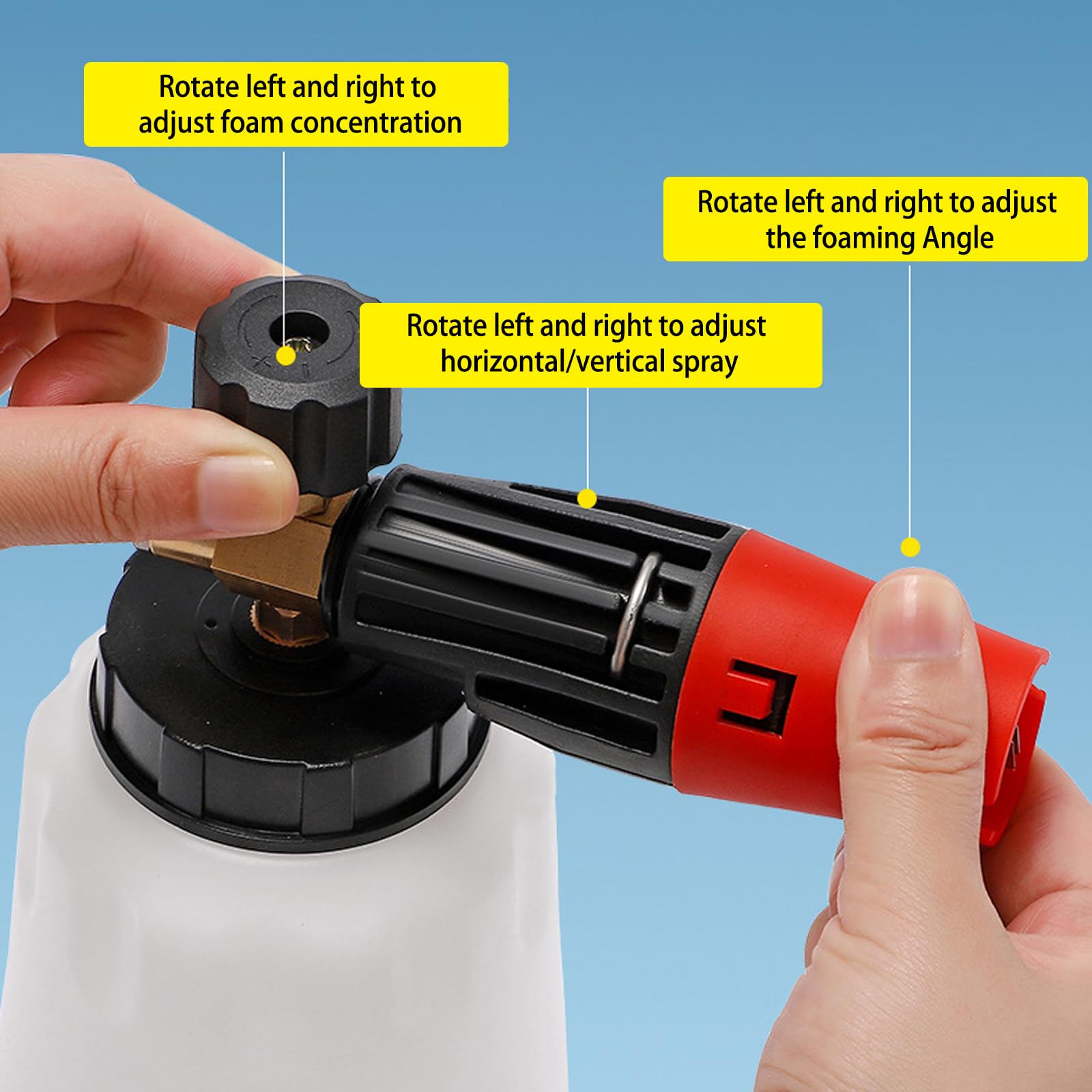 Snow Foam Gun, 1000ml Heavy Duty Foam Cannon Sprayer, Adjustable Snow Foam Lance for Pressure Washer 1/4" Quick Connector - Image 4