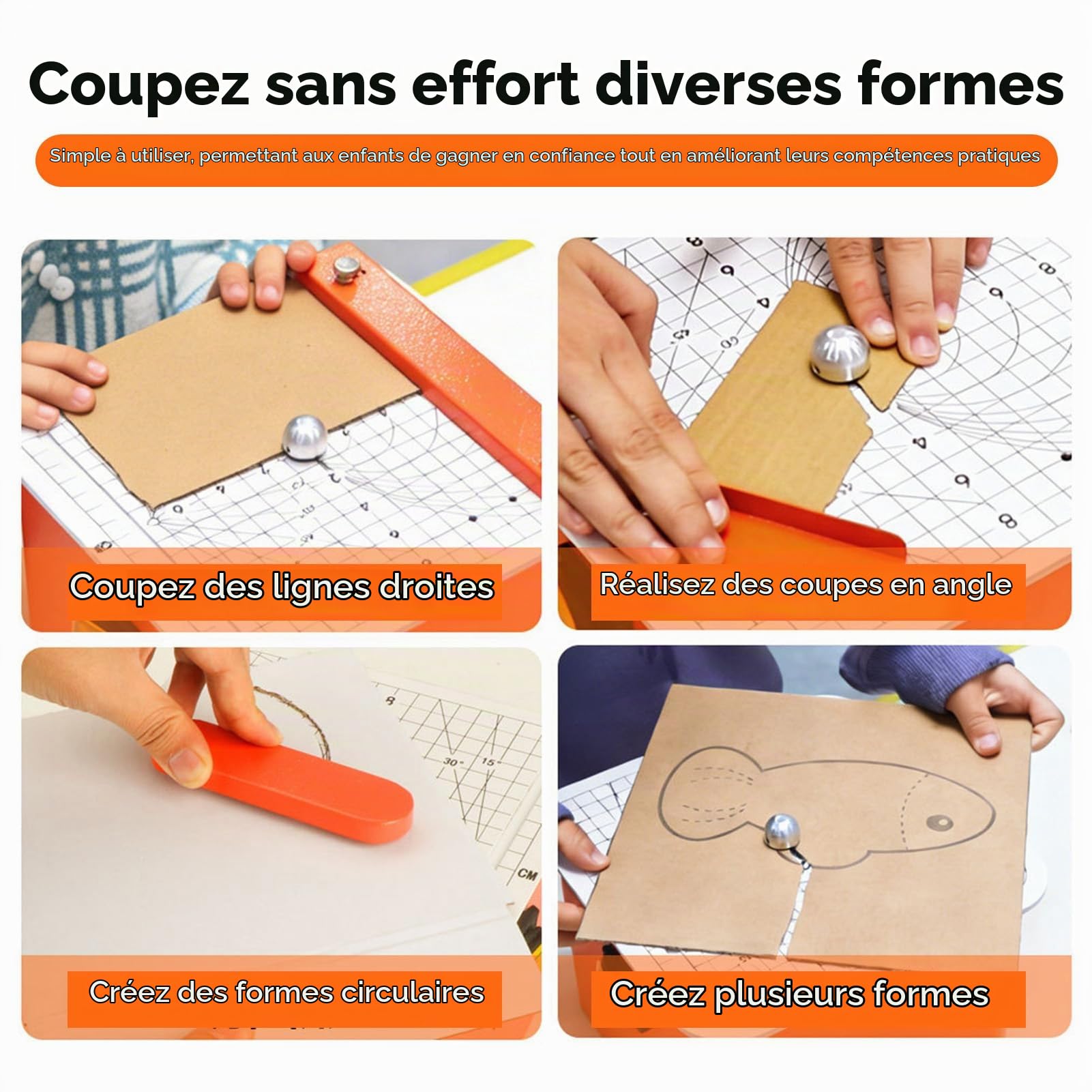 Asixxsix Coupe carton sûre pour enfants âges 5+, Machine de coupe de papier 45W jouet éducatif avec structure de cachée et commutateur sûr pour les (Version standard du -carton Prise UE 100-240V)