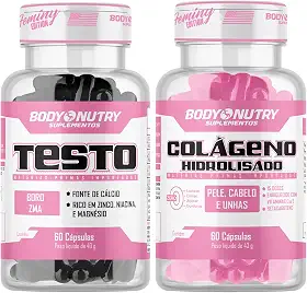 Kit Vitaminas e Minerais Feminy Pote 60 Capsulas com Boro Magnésio Zinco Niacina Cálcio Vitamina B12 e B6 + Colágeno Hidrolizado Feminino 60 Caps Enriquecido Vitamin C e E Fortalece Pele Cabelo Unhas