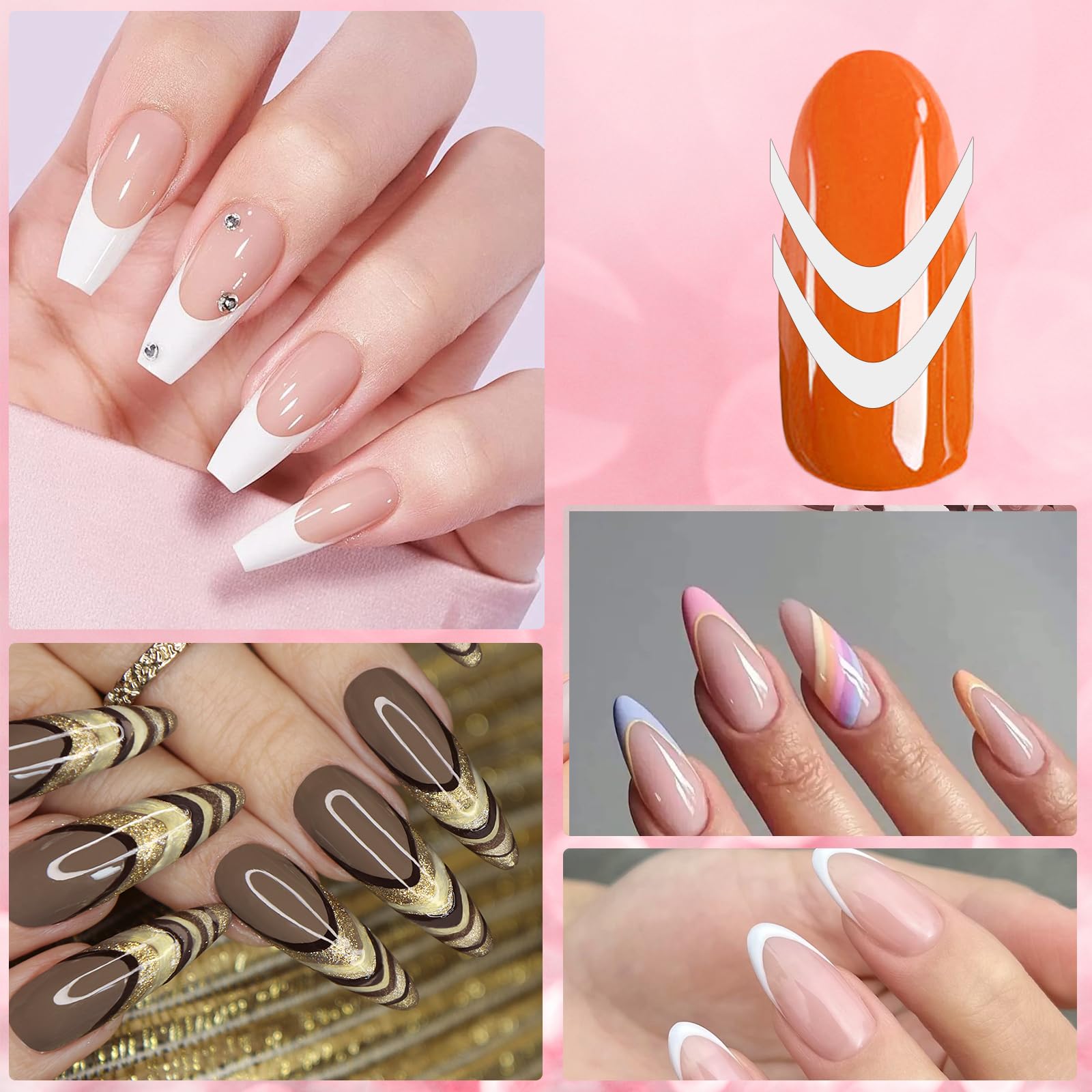 36 arkuszy francuskich paznokci, szablony do manicure, naklejki na paznokcie, francuskie naklejki na paznokcie, szablony do manicure, tip, szablon do manicure, w kształcie litery U, francuskie