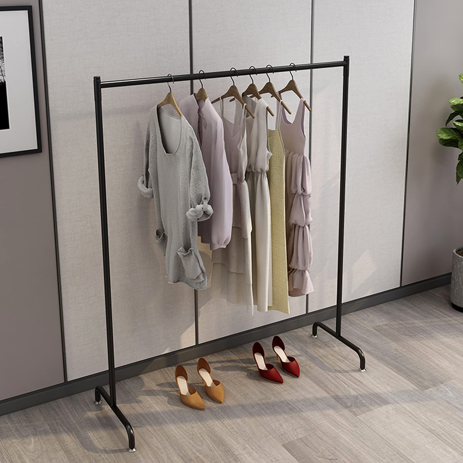 Kleiderständer aus Metall, robust, Kleiderstange, freistehend, mit Einer Stange, für Schlafzimmer, Wohnzimmer, großräumiger Kleiderständer für den Einzelhandel (Größe: 120 x 40 x 150 cm, Farbe: Gold