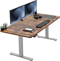 Vista 205 de VIVO DESK-KIT-1B7N-36 - Escritorio eléctrico de pie rústico de 71 x 36 pulgadas, ajuste de altura de memoria, serie 1B, marco negro con parte