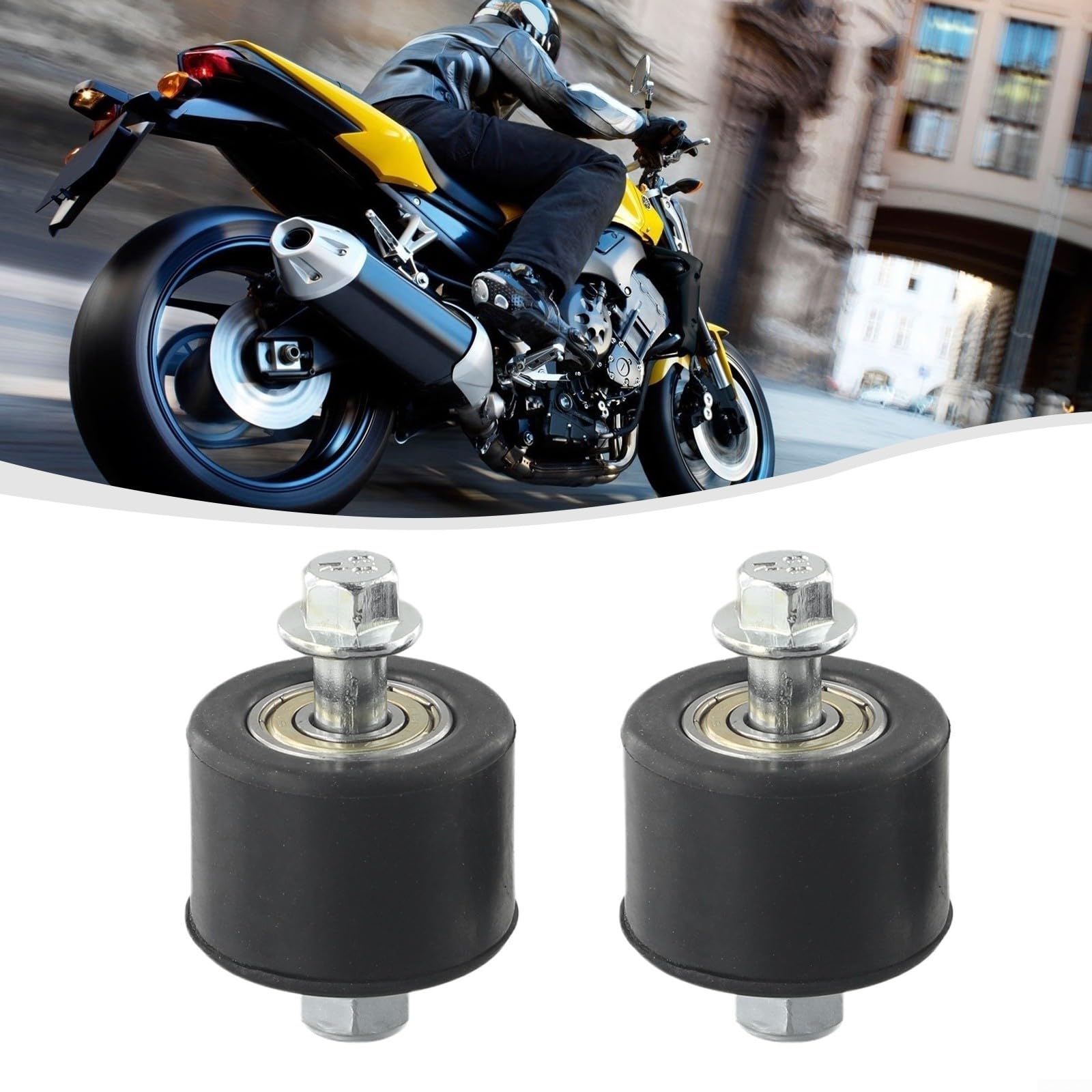 2 rodillos de cadena de motocicleta de 8 mm para YFM350 YFZ350 para BANSHEE, rueda guía superior inferior con pernos y juntas, material de goma, color negro