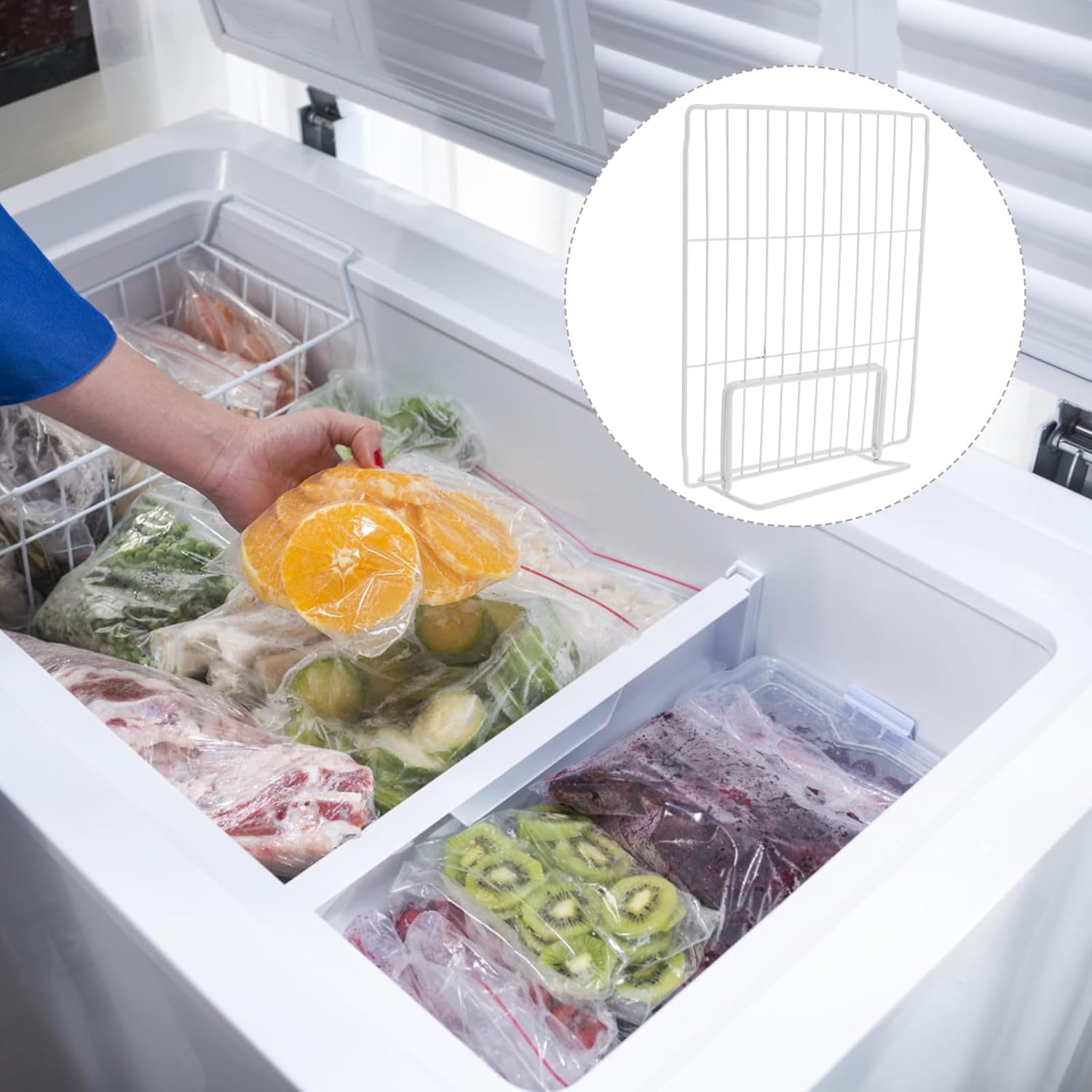 Adjustable Freezer Divider Mesh Shelf Organizer Refrigerator Compartment Rack for Food Storage and Space Management 11.02X8.66X3.93 Inch