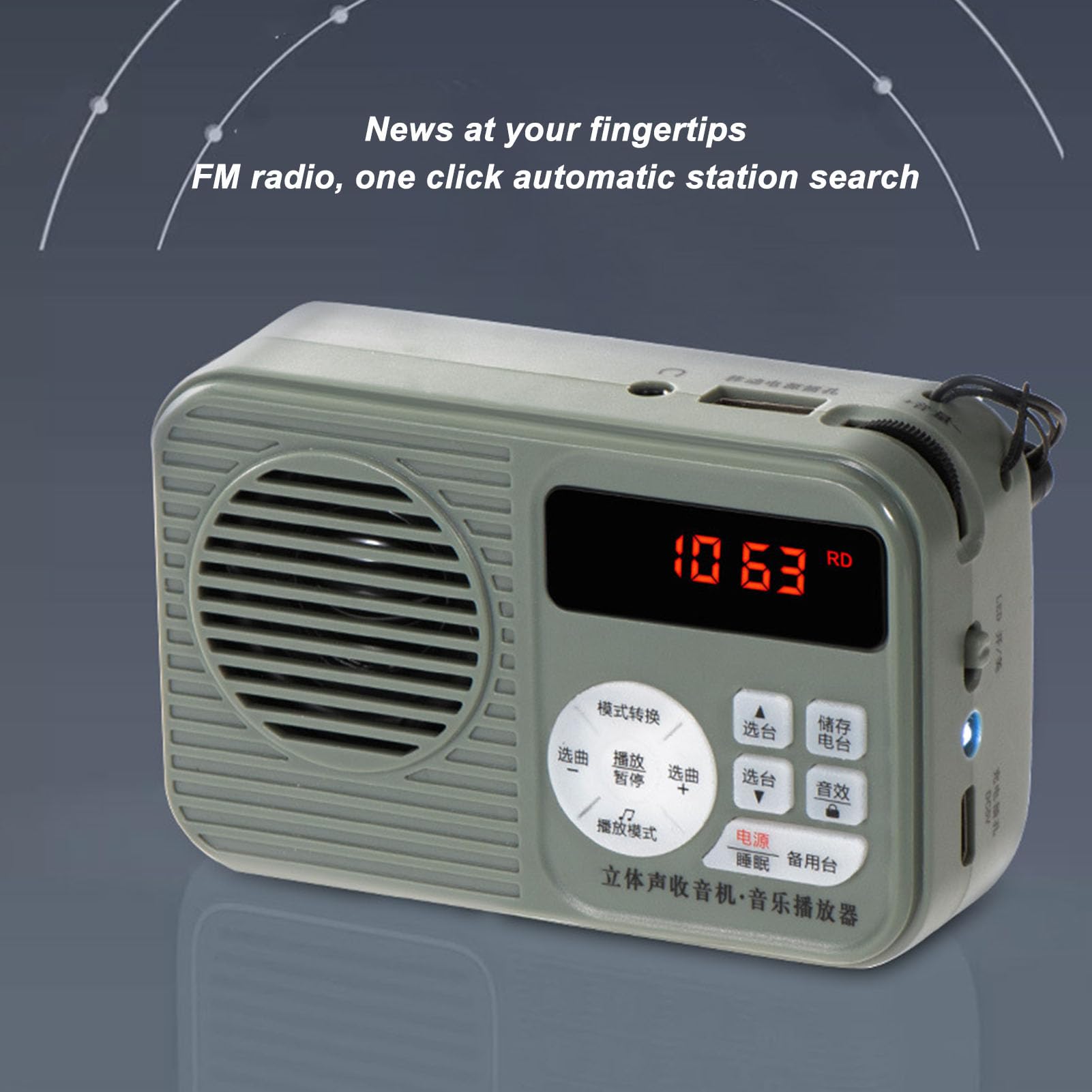 RadioRetro HRD-231, Głośnik Stereo w Stylu Vintage z Podświetlanym Wyświetlaczem, Bateria 2000 MAh, do Użytku Domowego i Zewnętrznego