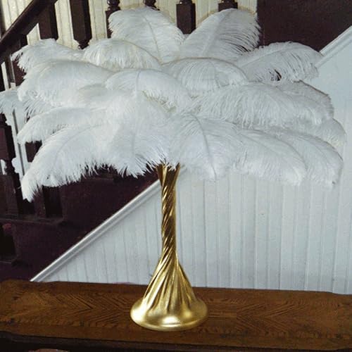 Miniatura 2 de Shekyeon Paquete de 10 plumas de avestruz blancas de 16-18 pulgadas 157-177in plumas de avestruz