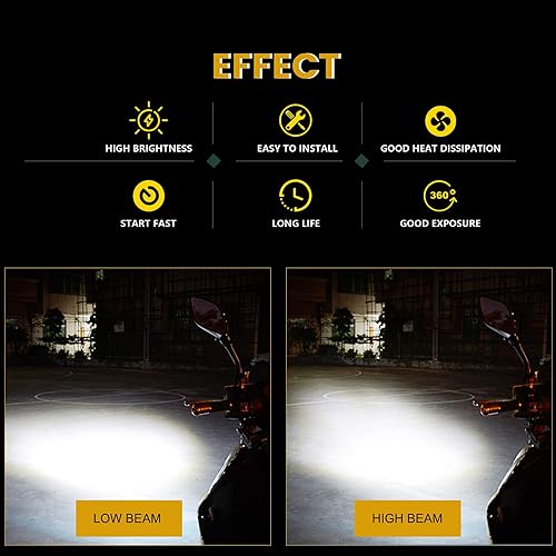 Miniatura 6 de YM E-Bright P15D - Lámpara de luces para motocicleta, 3 bombillas LED COB de 18 W, haz alto y bajo, color blanco, paquete de 2