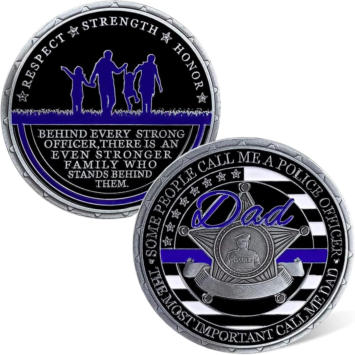 US Police Challenge Coin Thin Blue Line Commemorative Coin (Dad) (Dad) Thumbnail