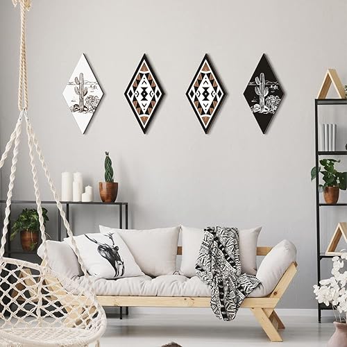 Miniatura 4 de CHDITB Decoración de pared de cactus, letrero de madera azteca, decoración de pared con temática natural, arte de pared moderno para oficina, hogar