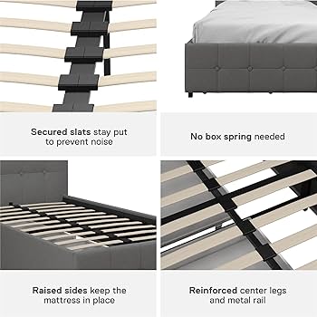 Amazon.com: DHP Rose Upholstered Platform Bed with Underbed