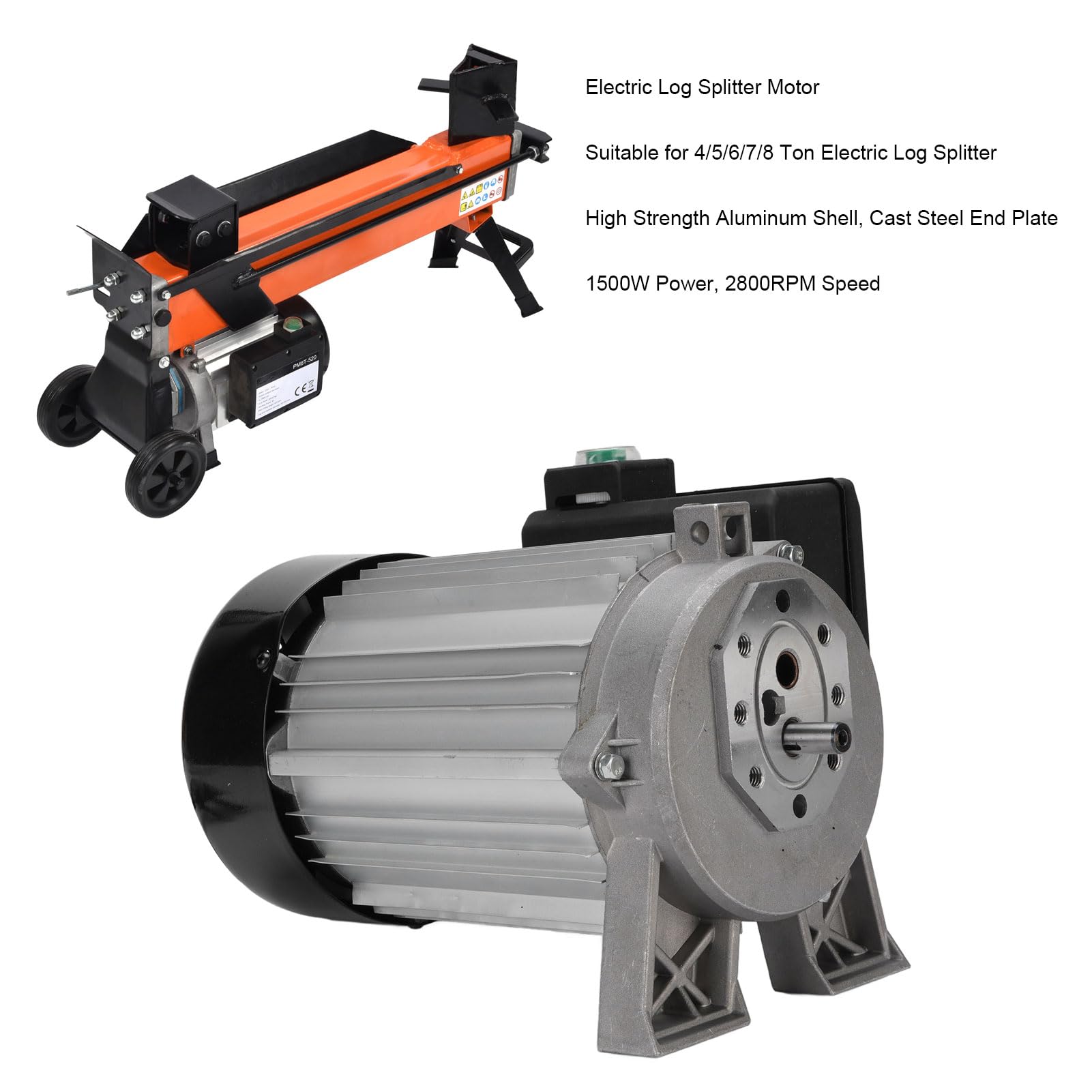 Garosa Motore Spaccalegna Elettrico da 1500 W Alloggiamento in Alluminio Ad Alta Resistenza Motore Sostitutivo da 2800 Giri/min con Protezione IP54 per Spaccalegna Idraulici (Spina UE 230V)