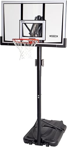 Miniatura 2 de Lifetime 90061 - Sistema de baloncesto portátil, tablero trasero inastillable de 52 pulgadas, baloncesto negro y Spalding Street al aire libre de