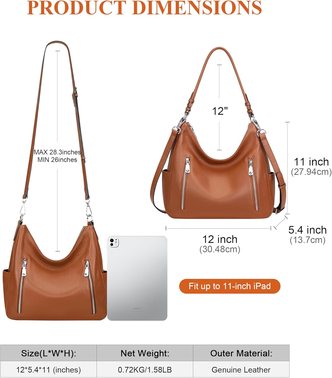 Over Earth Genuine Leather Purses and Handbags for Women Hobo Shoulder Bag Ladies Crossbody Bags Medium - Image 5