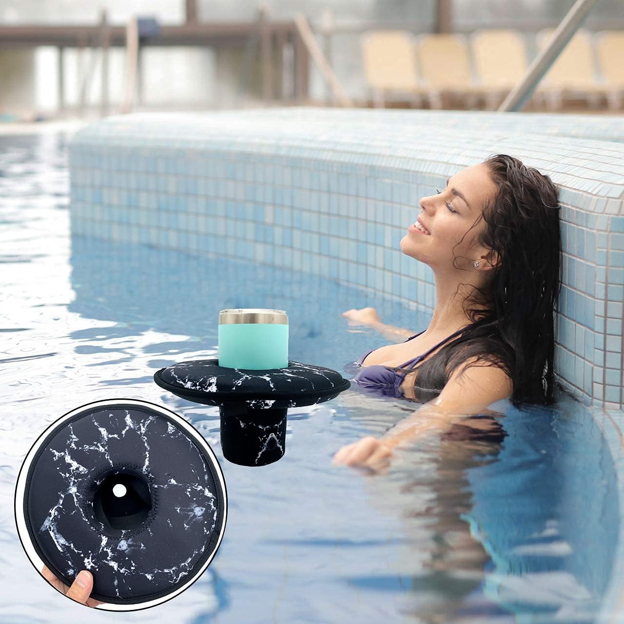 Wanty Large Size Neoprene Floating Drink Holder Floating Coaster Pool Drink Holder for Pool Party Water Fun, Fits to Skinny Cans/Bottles and Wide Mouth Cans/Bottles, 2 Pcs