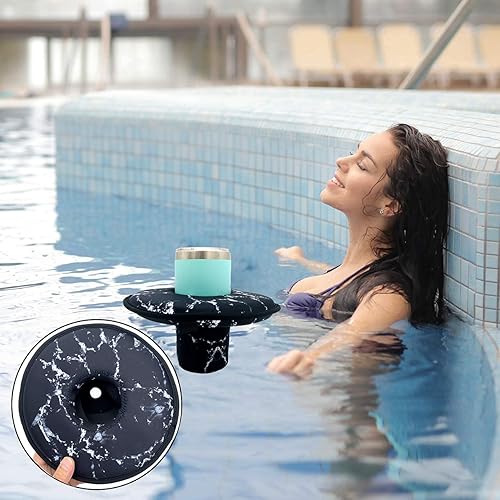 Miniatura 6 de Wanty Soporte flotante de neopreno de gran tamaño para bebidas de piscina para fiesta en la piscina, diversión acuática, se adapta a latasbotellas