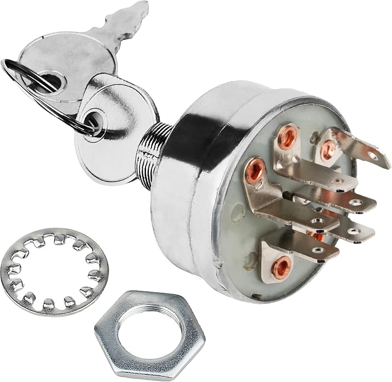 Ignition Switch for Exmark Lazer Z, Lazer Z XP & Toro Z 500, Z Master | with 60" and 72" Deck, 3 Positions, 6 Terminals, Replaces 103-0206, 104-2541, 109-4736, 88-9830, 5208003, 430-334