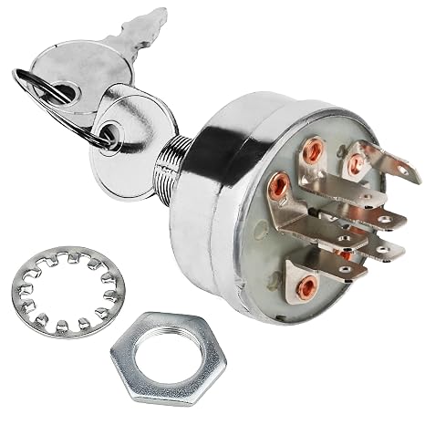 Ignition Switch Compatible with Exmark Lazer Z, Lazer Z XP & Toro Z 500, Z Master with 60 and 72 Deck, 3 Positions, 6 Terminals, Replaces 103-0206, 104-2541, 109-4736, 88-9830, 5208003, 430-334