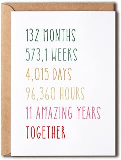 EruditeGifts 11Th Anniversary Card - Funny 11 Years Wedding Anniversary Card - Funny Wedding Anniversary Card - 11Th Anniversary Card For Him Her, 5 x 7 inches