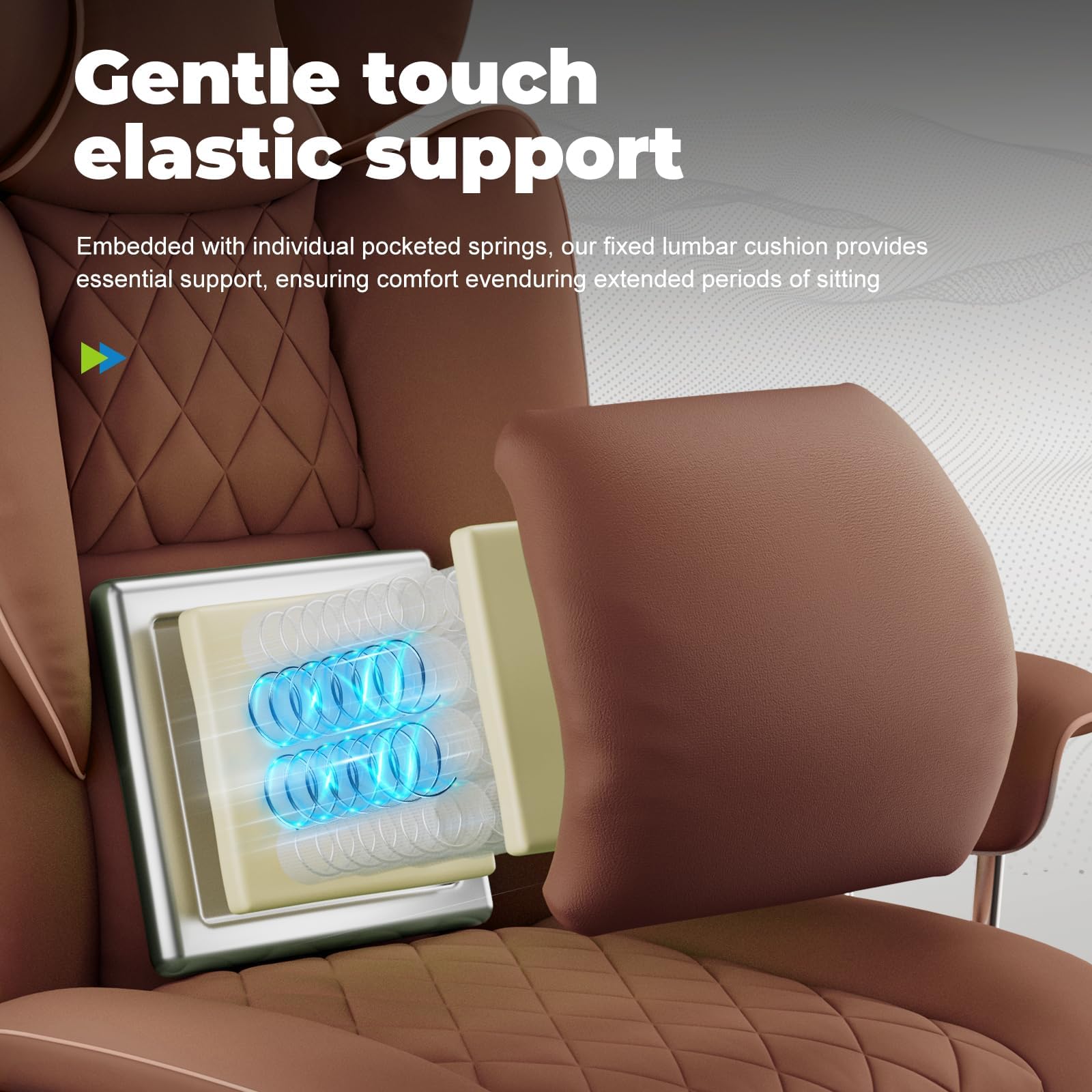 COMHOMA Big and Tall Gaming Chair with Pocket Spring Lumbar Support, Ergonomic Office Chair with Footrest, Executive Desk Chair with Outward Fixed Soft Armrests, Computer Chair with High Back,: Light Brown