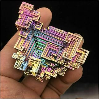 Bismuth Crystals Bismuth Bi Metal Crystal Rainbow Bright Metal Specimen Original Nature Art Artwork Decorative Article Crystal Stone Collection (Size : 220-260g)