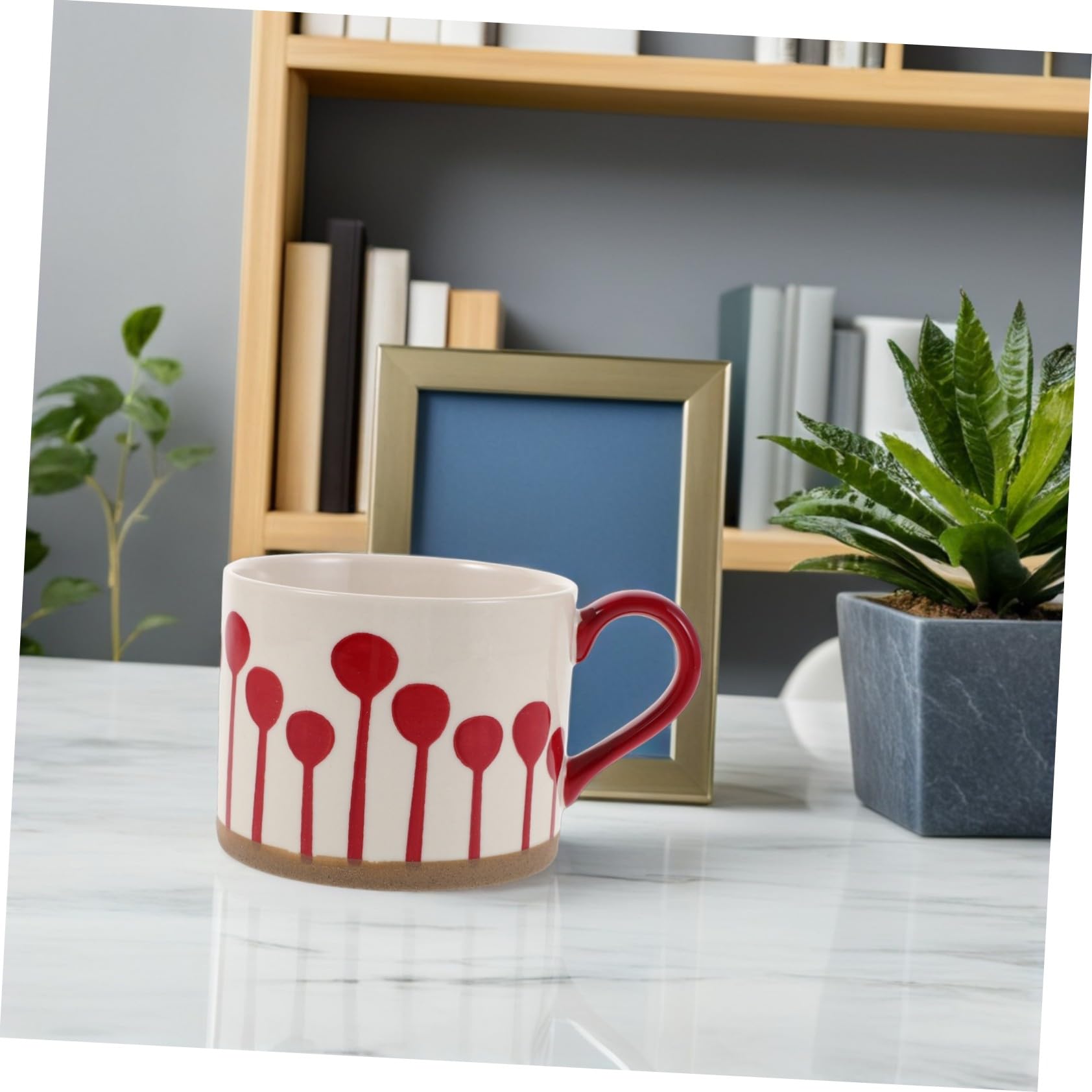 Handbemalte Keramik Kaffeetasse Robustes Design Mikrowellengeeignet mit Henkel Stilvoller Handgefertigter Keramikbecher mit Boho Charme für Zuhause und Küche