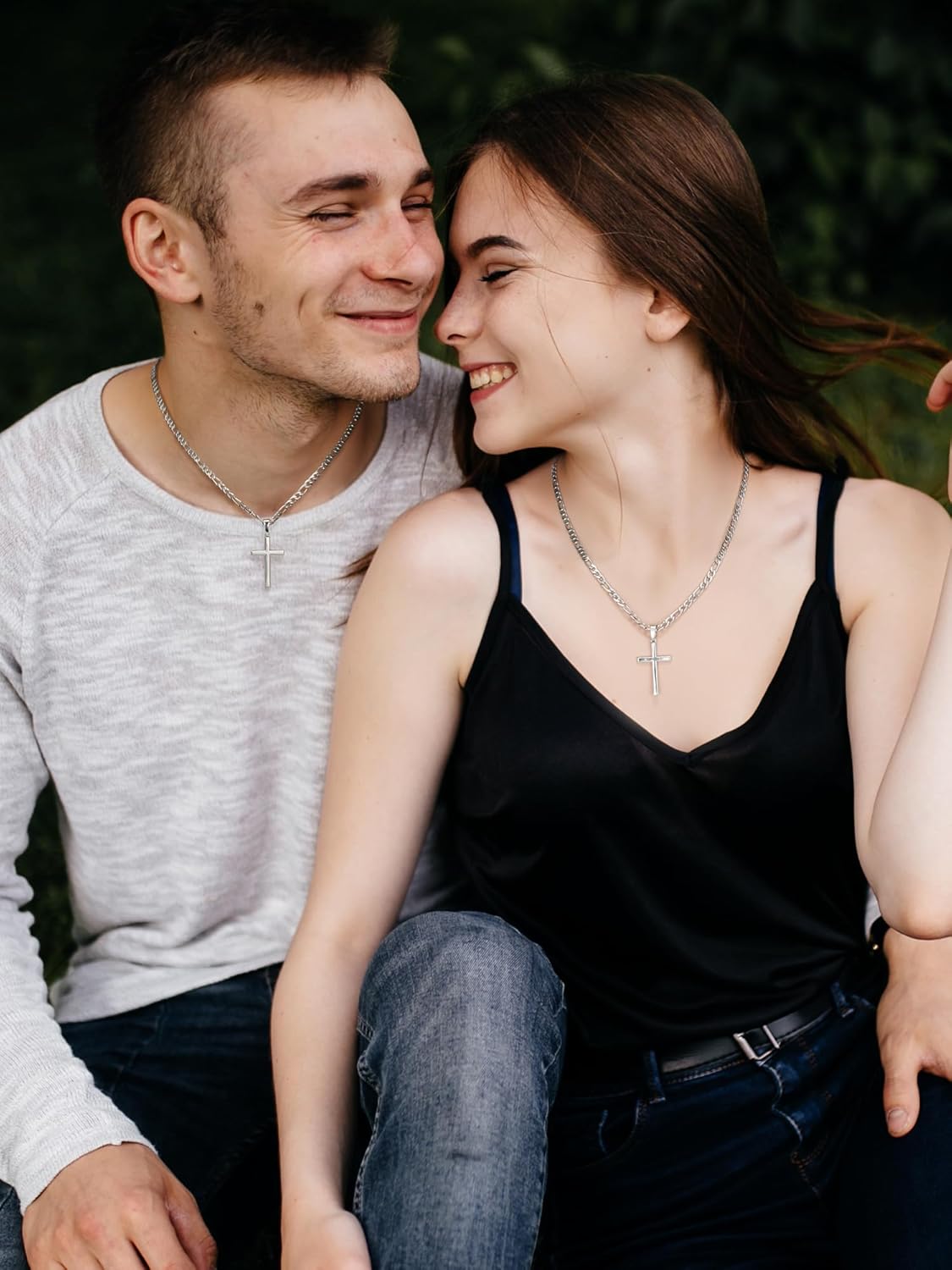 SWEETV 18K Gold Over 925 Sterling Silver Cross Necklace for Men/Women, Stainless Steel Cuban/Rope Chain Cross Pendant 18-24 inch, Religious Jewelry Gifts for Men - Image 6