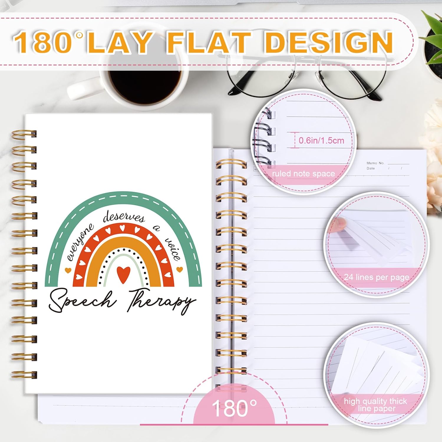 SLP Spiral Journal Notebook - Rainbow Speech Therapist Gifts for Women, SLP Gift for Speech Therapist, Spiral Notebooks Language Pathologist Gift, Everyone Deserves a Voice Journal 5.5x8.3 Inch - Image 4