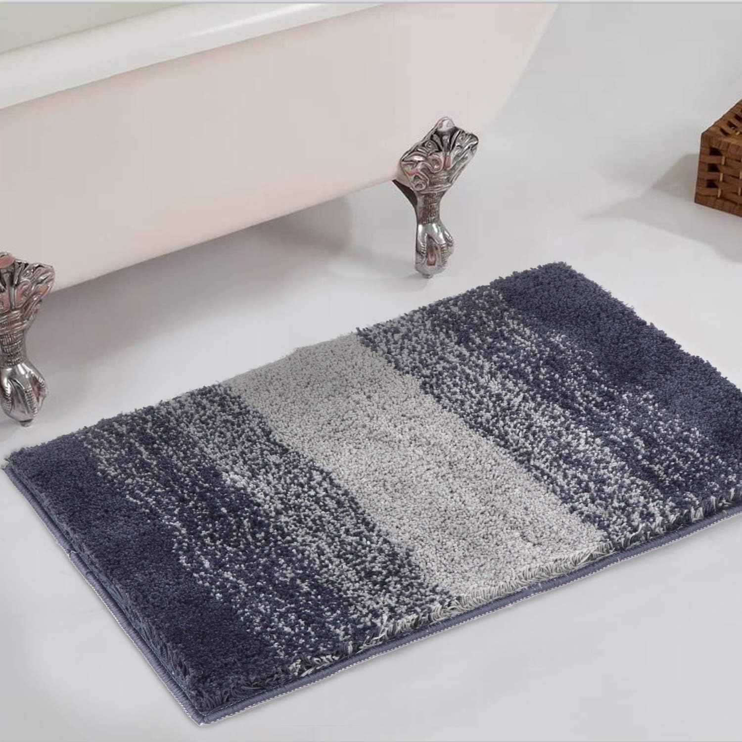 HAOCOO Bathroom Rugs Ombre Stripe Gray 20x31 inch NonSlip