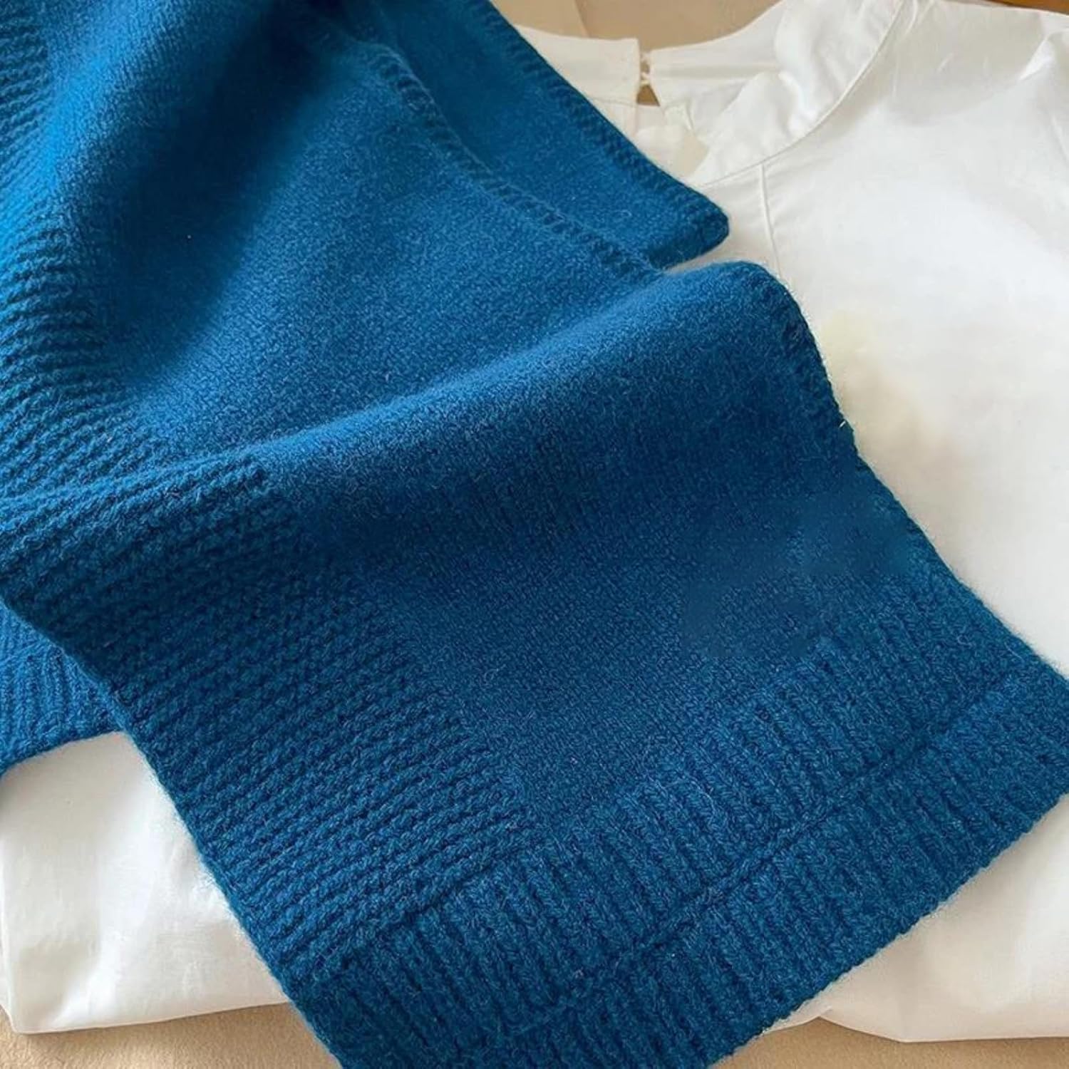 Women's Knitted Wool Scarf – Solid Color Warm Winter Shawl Wrap With Tassels Outdoor Neck Scarf